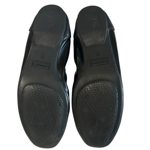 Hermes Carina Patent Leather Black Ballet Flat Luxury Slip Shoes EU 35 /US 5-5.5 - Picture 9 of 12